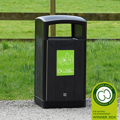 Origin™ Curve 110 Mixed Recyclables Recycling Bin Made from Recycled Materials